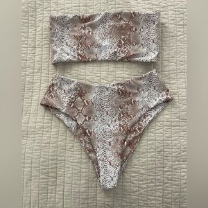 Brown and White Snakeskin Bikini Set